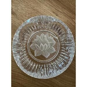 Vintage Mikasa Crystal Ashtray With Frosted Lotus Design